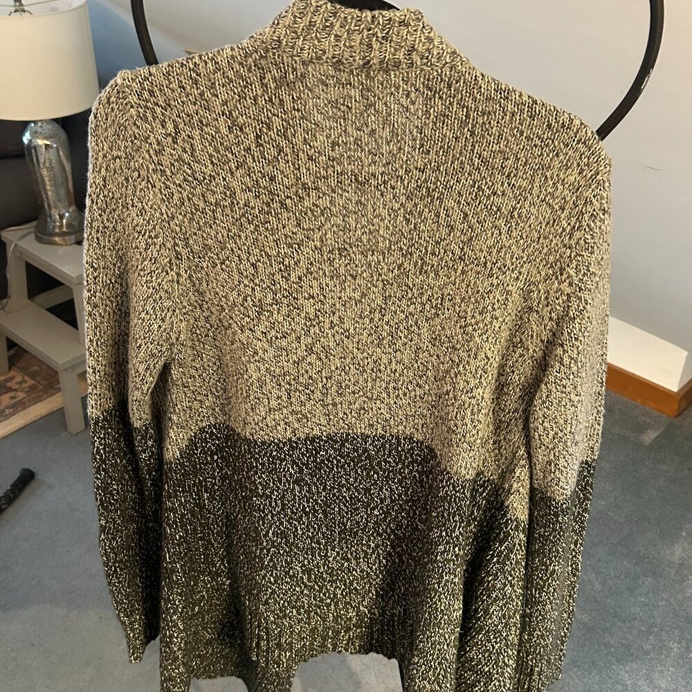 Open-Front Chunky Knit Cardigan – Neutral Ombré | Story Piece